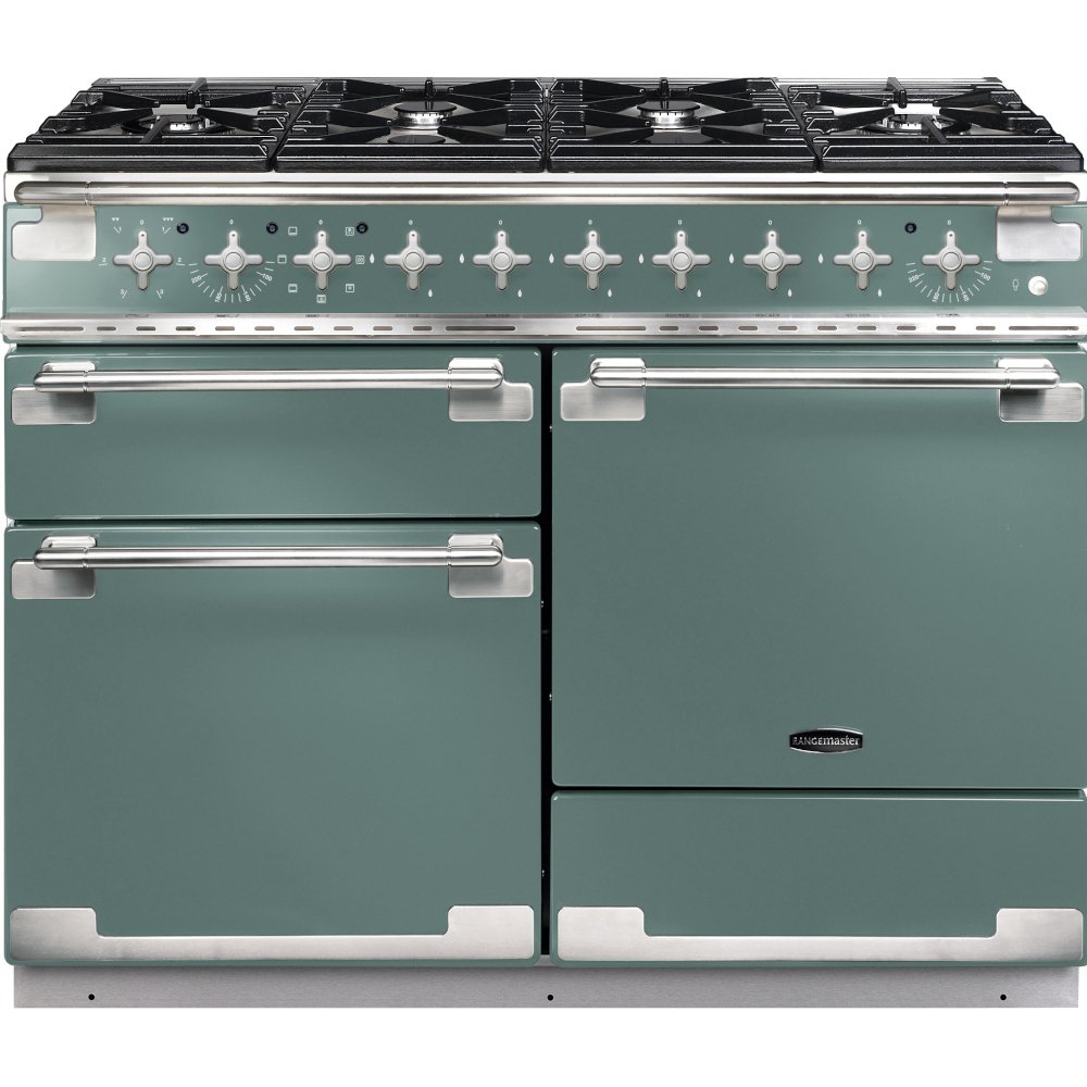 Rangemaster ELS110DFFMG Elise Mineral Green / Brushed Nickel 110cm Dual Fuel Range Cooker - product image 1