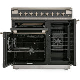 Rangemaster ELS90EIMG Elise Mineral Green / Brushed Nickel 90cm Induction Range Cooker - product image 2
