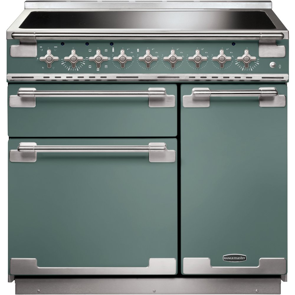 Rangemaster ELS90EIMG Elise Mineral Green / Brushed Nickel 90cm Induction Range Cooker - product image 1