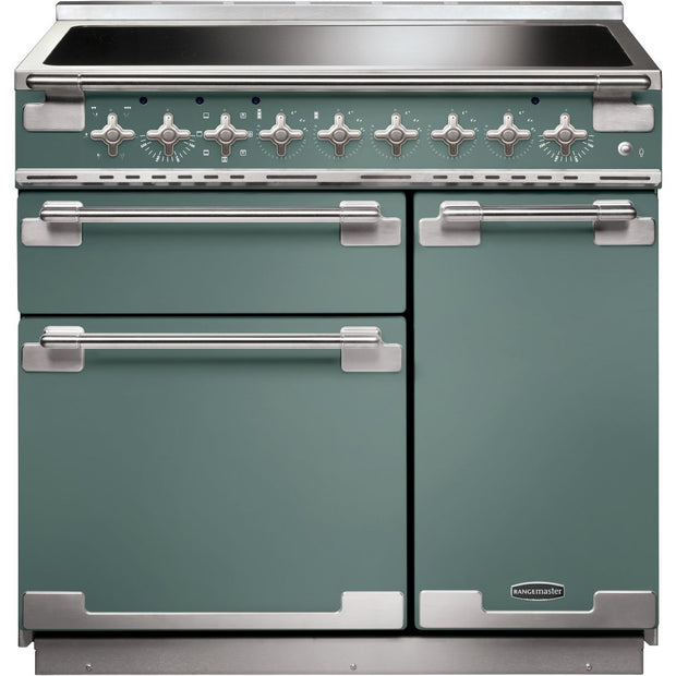 Rangemaster ELS90EIMG Elise Mineral Green / Brushed Nickel 90cm Induction Range Cooker - product image 1