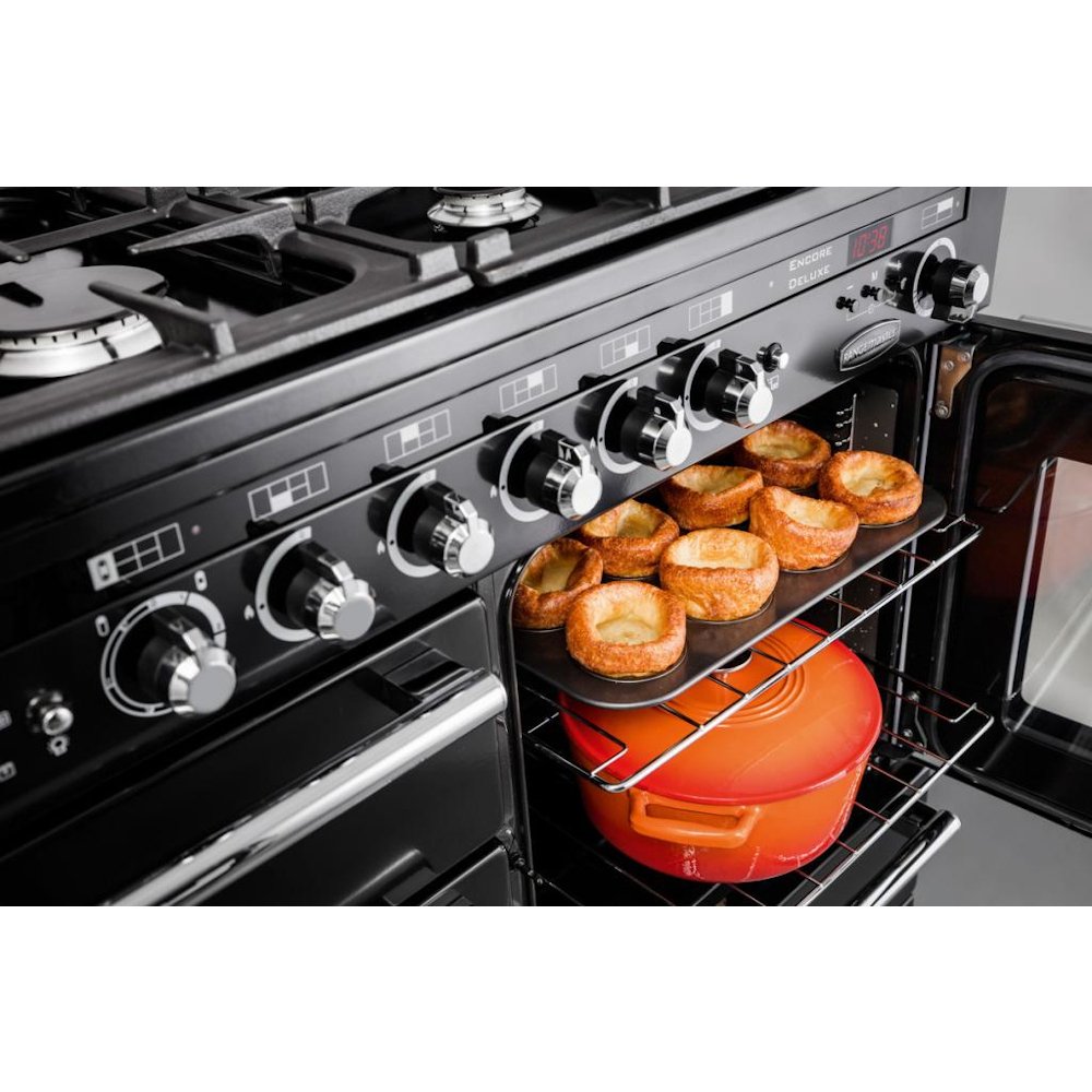 Rangemaster EDL110DFFCB/C Encore Deluxe Charcoal Black / Chrome 110cm Dual Fuel Range Cooker - product image 3
