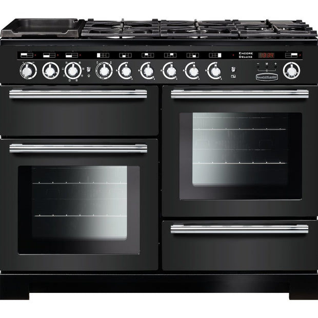 Rangemaster EDL110DFFCB/C Encore Deluxe Charcoal Black / Chrome 110cm Dual Fuel Range Cooker - product image 1