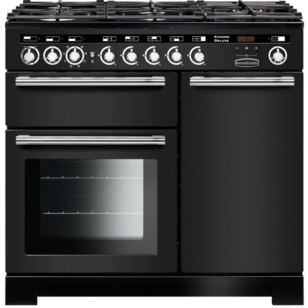 Rangemaster EDL100DFFCB/C Encore Deluxe Charcoal Black / Chrome 100cm Dual Fuel Range Cooker - product image 1