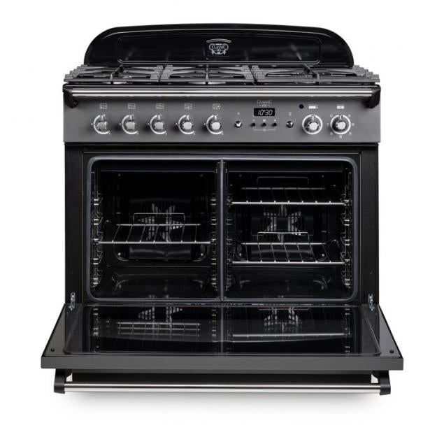 Rangemaster CLAS90FXDFFSB/B Classic FX Stone Blue / Brass 90cm Dual Fuel Range Cooker - product image 3