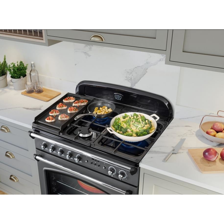 Rangemaster CLAS90FXDFFSB/B Classic FX Stone Blue / Brass 90cm Dual Fuel Range Cooker - product image 10