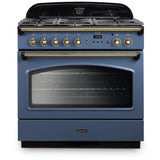 Rangemaster CLAS90FXDFFSB/B Classic FX Stone Blue / Brass 90cm Dual Fuel Range Cooker - product image 1