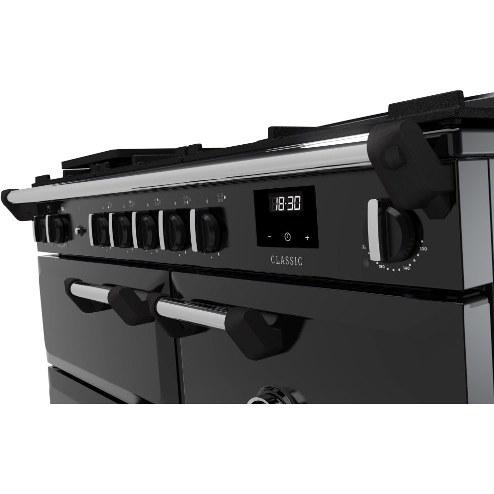 Rangemaster CL100DFPGBL/CM1 Classic Gloss Black / Chrome 100cm Dual Fuel Range Cooker - product image 2