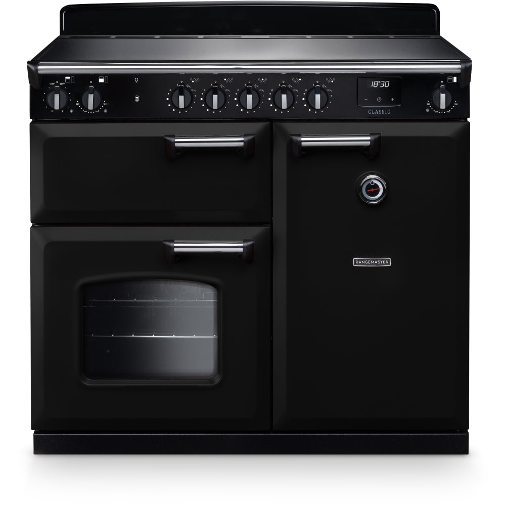 Rangemaster CL100EIPGBL/CM1 Classic Gloss Black / Chrome 100cm Induction Range Cooker - product image 1