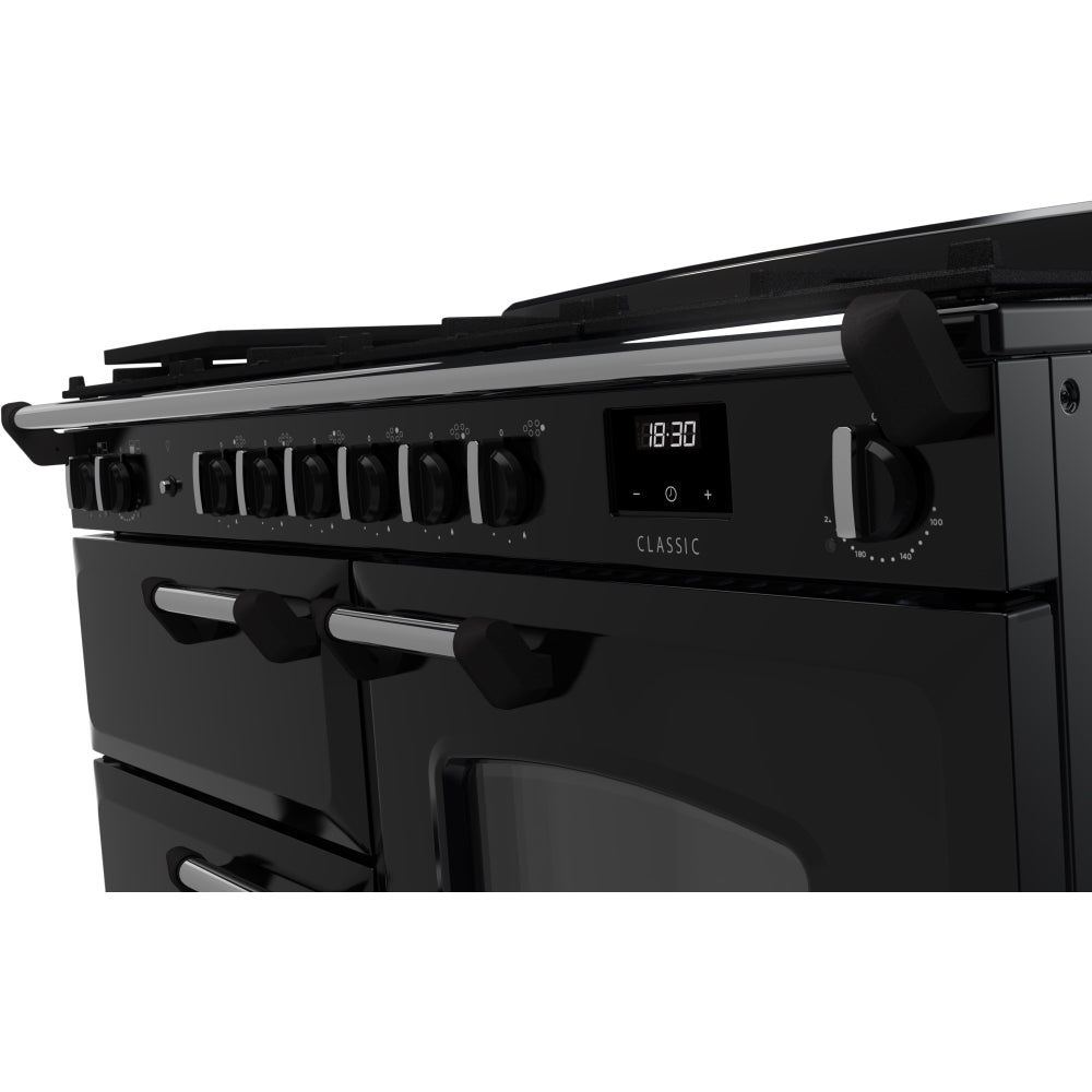Rangemaster CLO110DFPGBL/CM1 Classic Gloss Black / Chrome 110cm Dual Fuel Range Cooker - product image 3