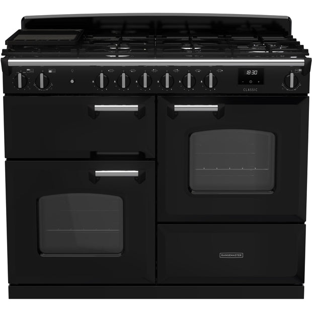 Rangemaster CLO110DFPGBL/CM1 Classic Gloss Black / Chrome 110cm Dual Fuel Range Cooker - product image 1