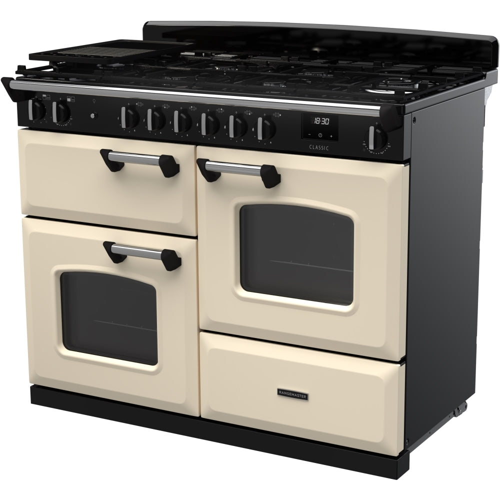 Rangemaster CLO110DFPPCR/CM1 Classic Pale Cream / Chrome 110cm Dual Fuel Range Cooker - product image 2