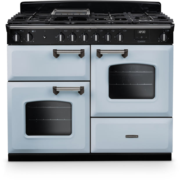 Rangemaster CLO110DFPMSB/CM1 Classic Misty Blue / Chrome 110cm Dual Fuel Range Cooker - product image 1