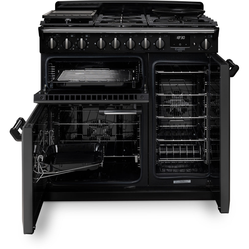 Rangemaster CLDL90DFPGBL/CM1 Classic Deluxe Gloss Black / Chrome 90cm Dual Fuel Range Cooker - product image 5