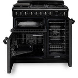 Rangemaster CLDL90DFPGBL/CM1 Classic Deluxe Gloss Black / Chrome 90cm Dual Fuel Range Cooker - product image 5