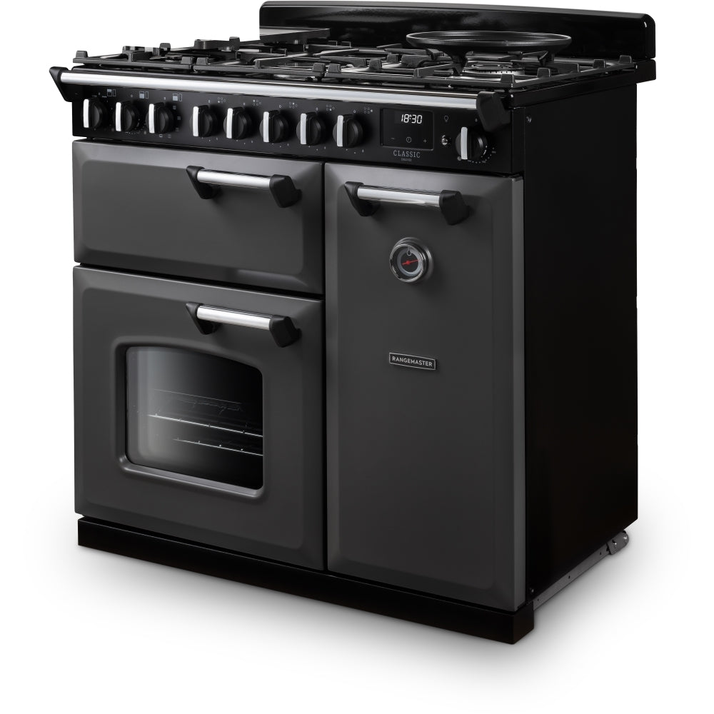 Rangemaster CLDL90DFPSLT/CM1 Classic Deluxe Slate / Chrome 90cm Dual Fuel Range Cooker - product image 19