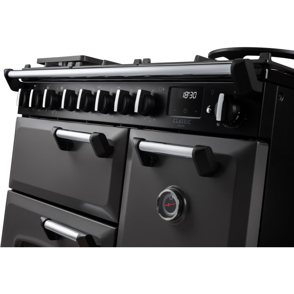 Rangemaster CLDL90DFPSLT/CM1 Classic Deluxe Slate / Chrome 90cm Dual Fuel Range Cooker - product image 3