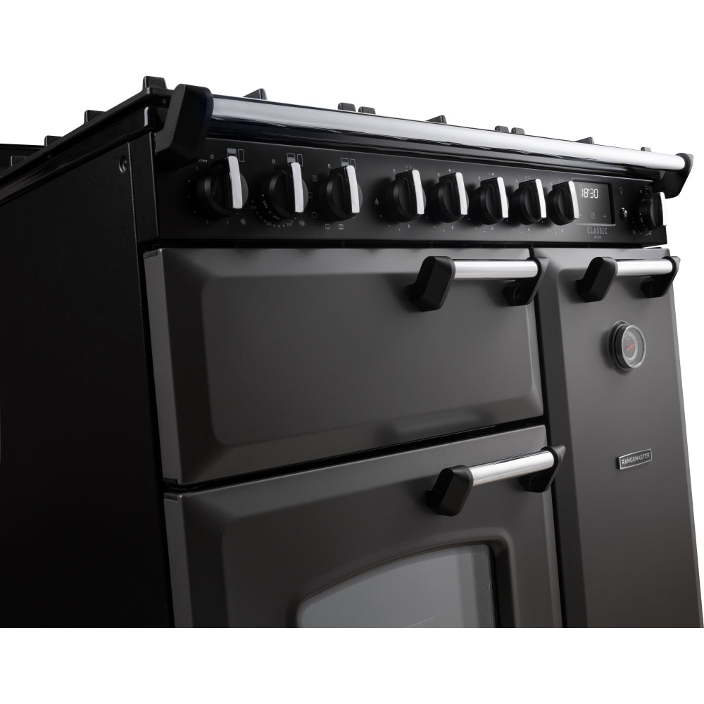 Rangemaster CLDL90DFPSLT/CM1 Classic Deluxe Slate / Chrome 90cm Dual Fuel Range Cooker - product image 4