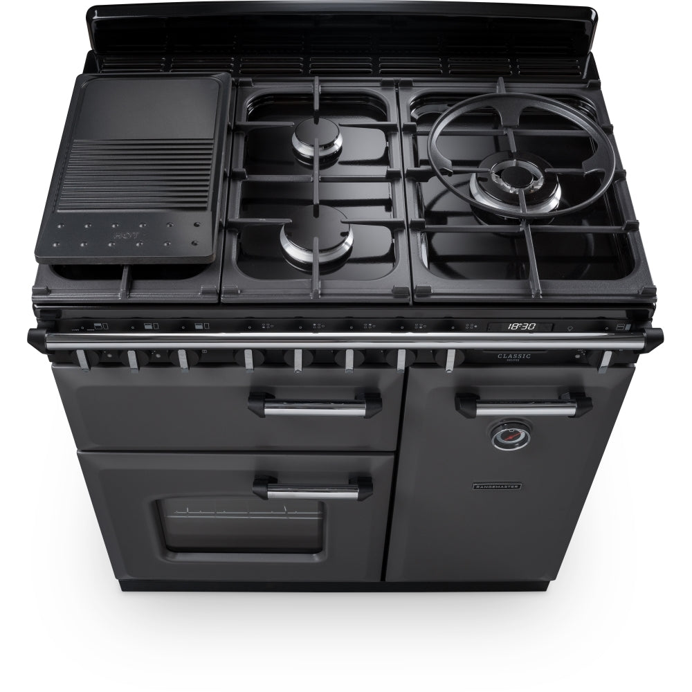 Rangemaster CLDL90DFPSLT/CM1 Classic Deluxe Slate / Chrome 90cm Dual Fuel Range Cooker - product image 7