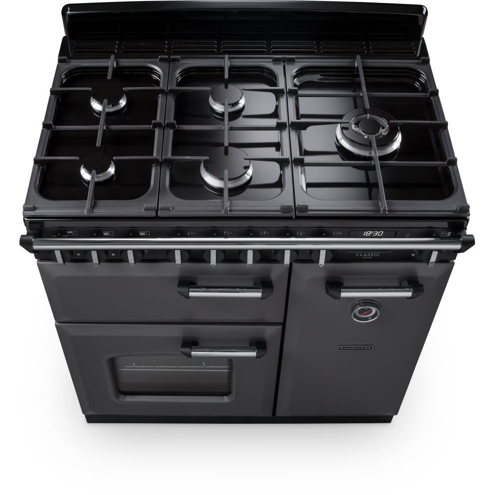 Rangemaster CLDL90DFPSLT/CM1 Classic Deluxe Slate / Chrome 90cm Dual Fuel Range Cooker - product image 8