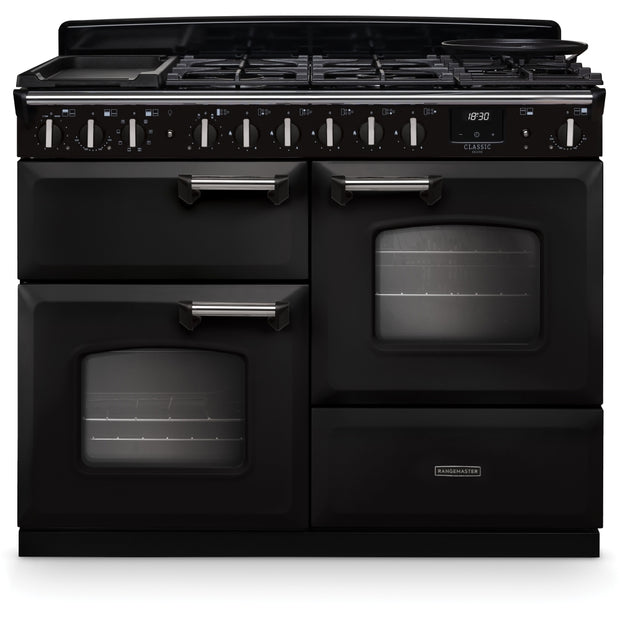 Rangemaster CLDLO110DFPCBL/CM1 Classic Deluxe Charcoal Black / Chrome 110cm Dual Fuel Range Cooker - product image 1