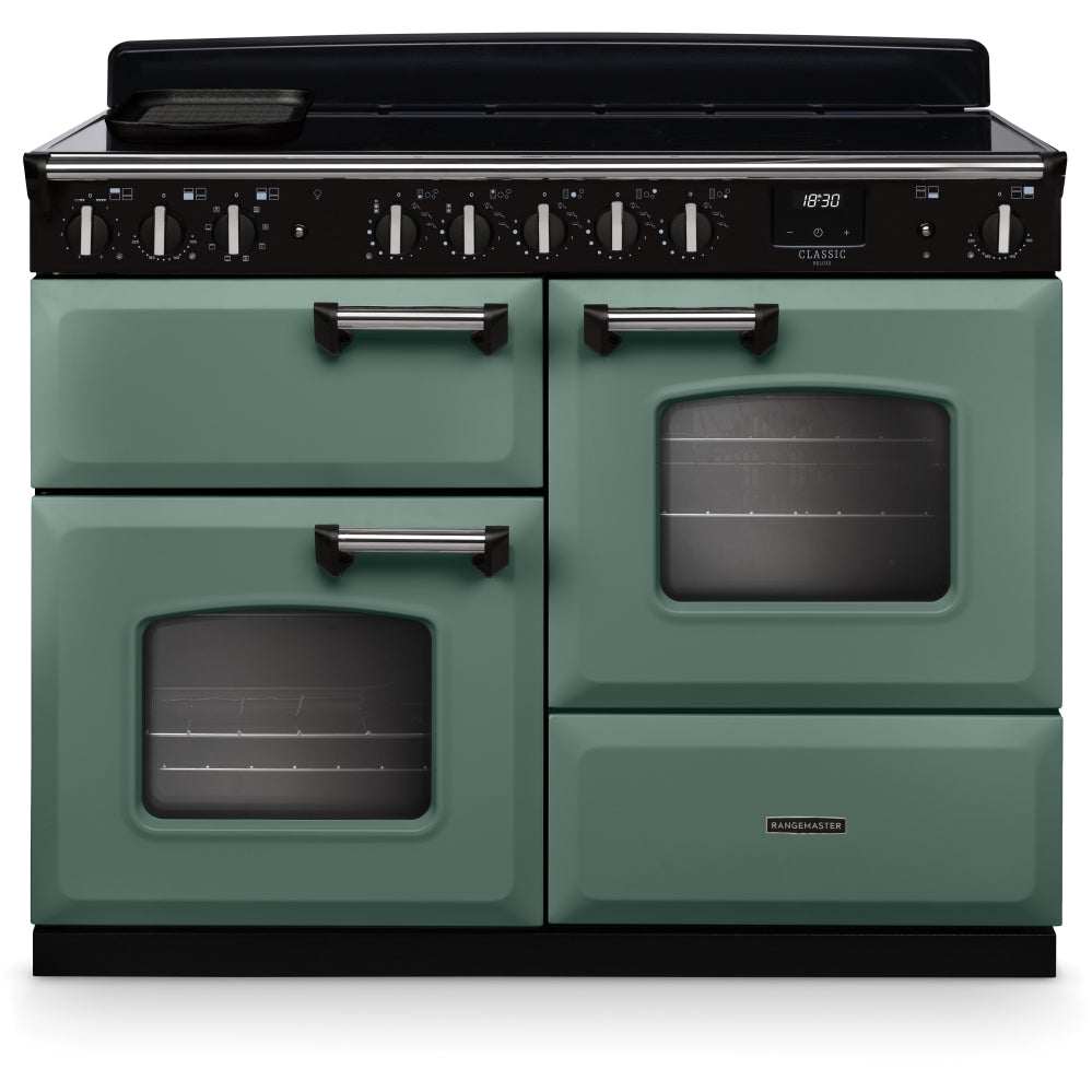 Rangemaster CLDLO110EIPMGR/CM1 Classic Deluxe Mineral Green / Chrome 110cm Induction Range Cooker - product image 1