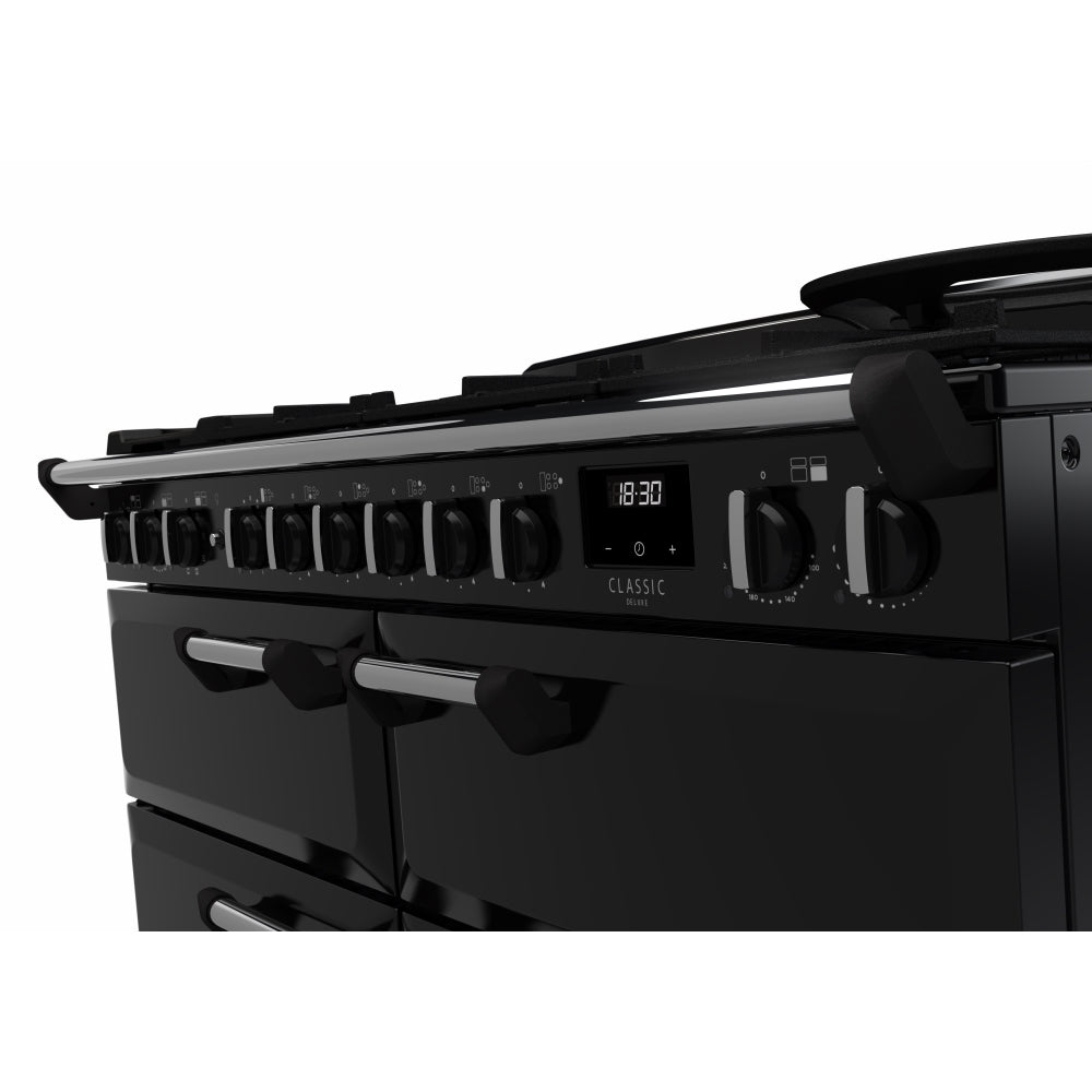 Rangemaster CLDLB110DFPGBL/CM1 Classic Deluxe Gloss Black / Chrome 110cm Dual Fuel Range Cooker - product image 3