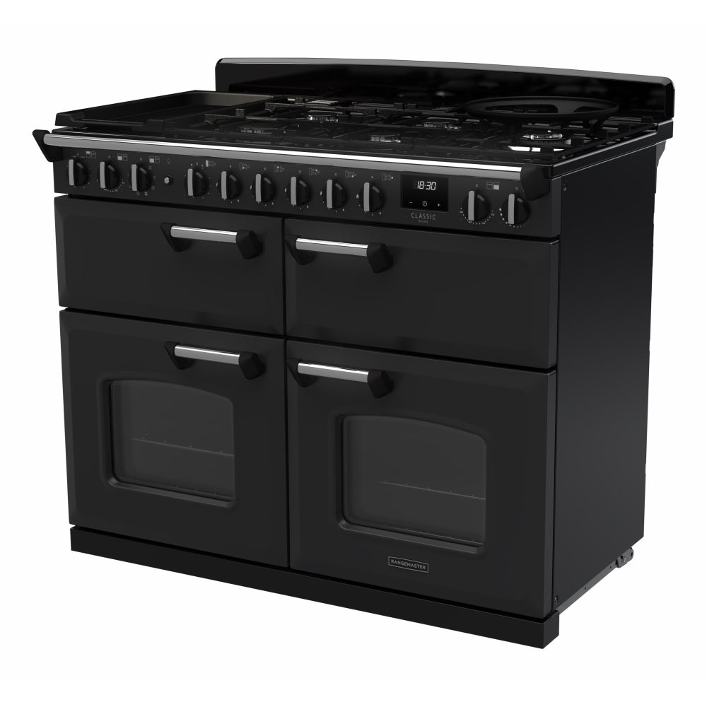 Rangemaster CLDLB110DFPCBL/CM1 Classic Deluxe Charcoal Black / Chrome 110cm Dual Fuel Range Cooker - product image 2