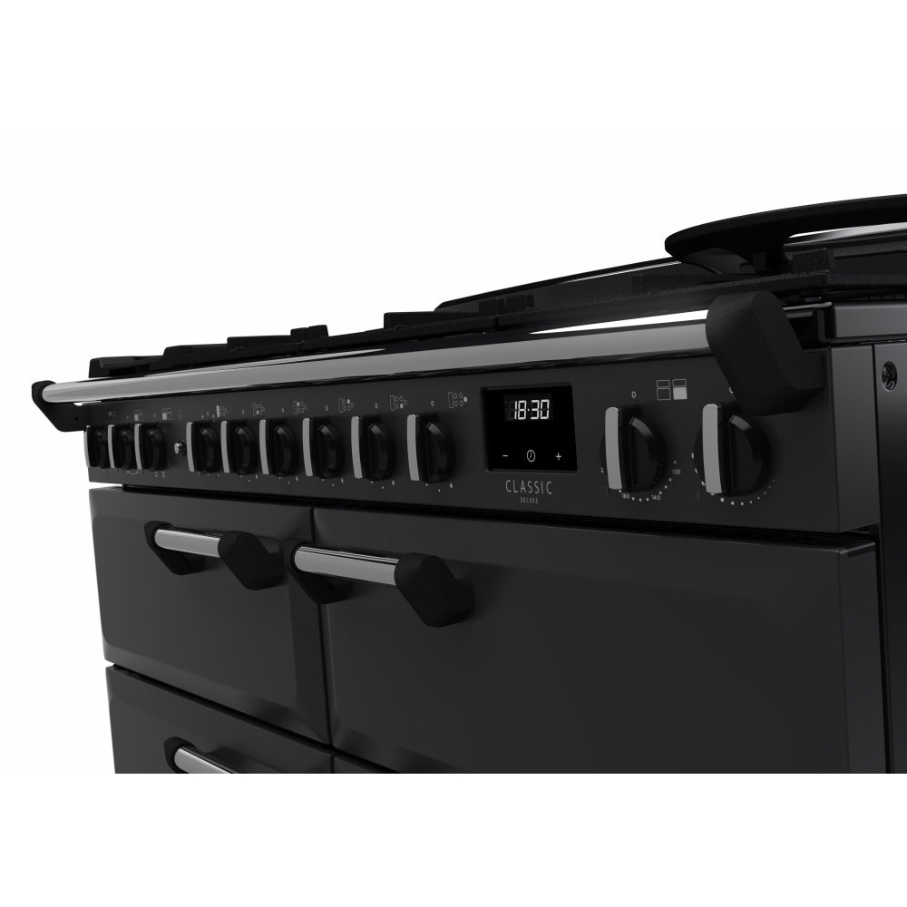 Rangemaster CLDLB110DFPCBL/CM1 Classic Deluxe Charcoal Black / Chrome 110cm Dual Fuel Range Cooker - product image 3