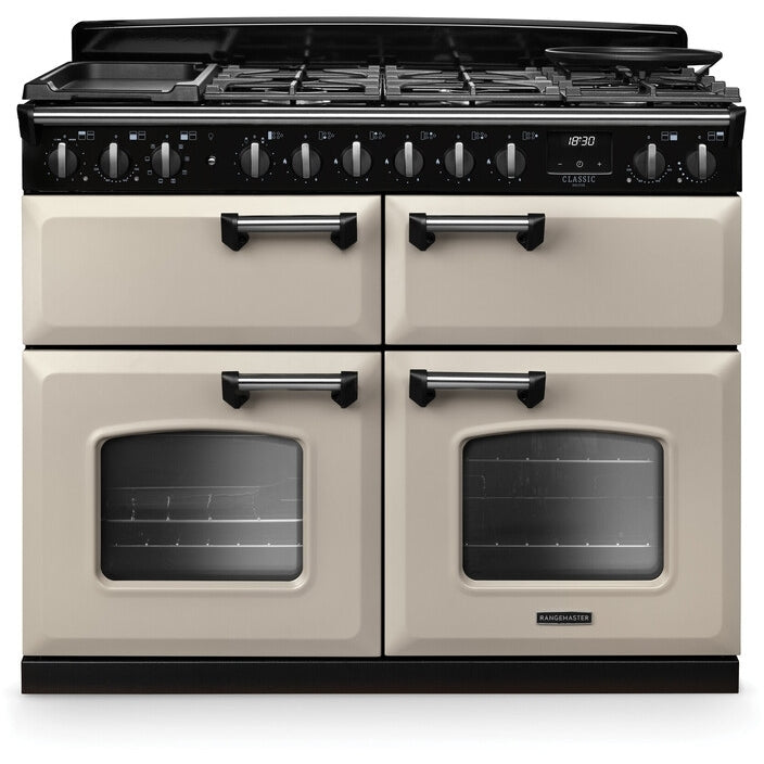 Rangemaster CLDLB110DFPPCR/CM1 Classic Deluxe Pale Cream / Chrome 110cm Dual Fuel Range Cooker - product image 1
