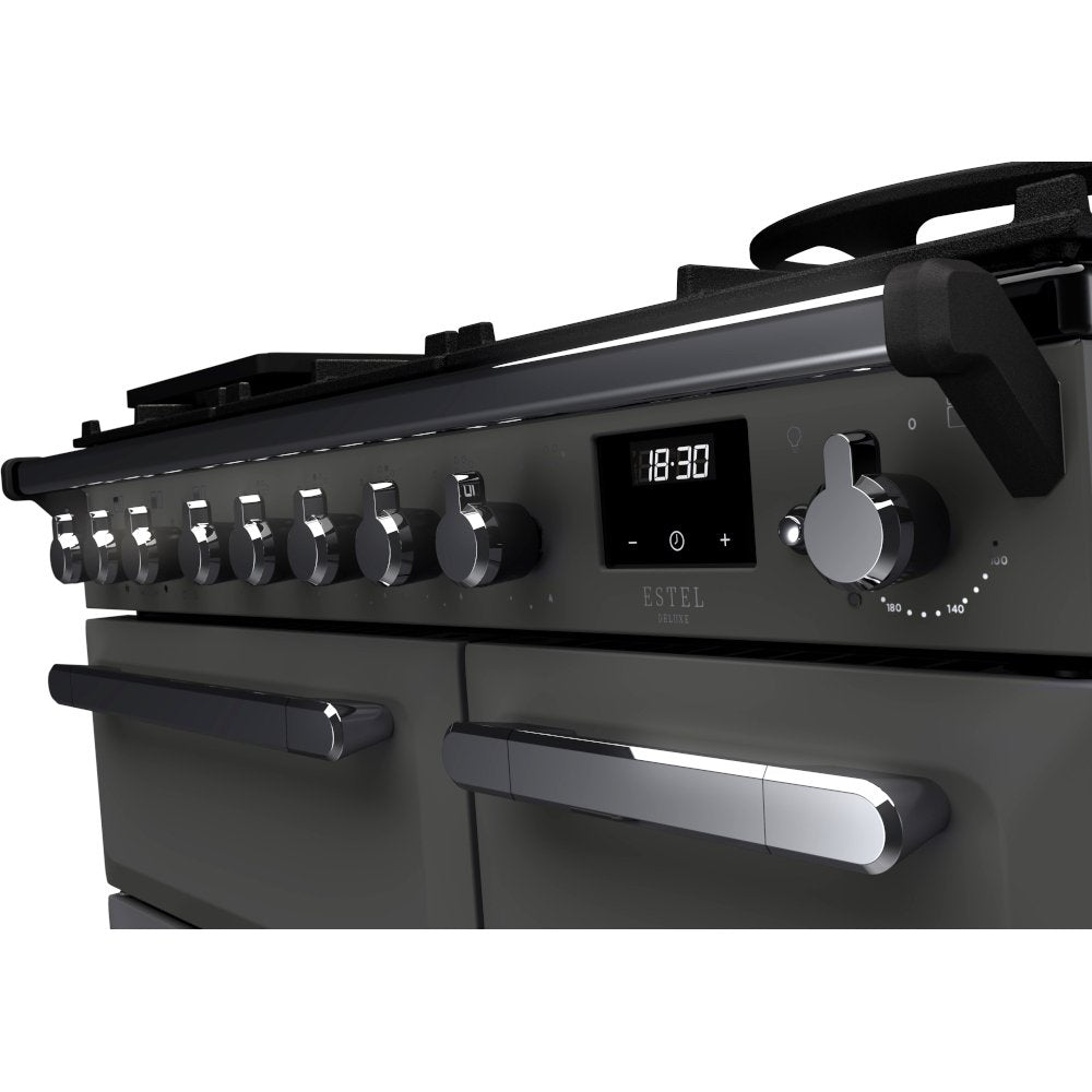 Rangemaster ESDL90DFPSLT/CM1 Estel Deluxe Slate / Chrome 90cm Dual Fuel Range Cooker - product image 5