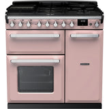 Rangemaster ESDL90DFPPPK/CM1 Estel Deluxe Pale Pink / Chrome 90cm Dual Fuel Range Cooker - product image 1