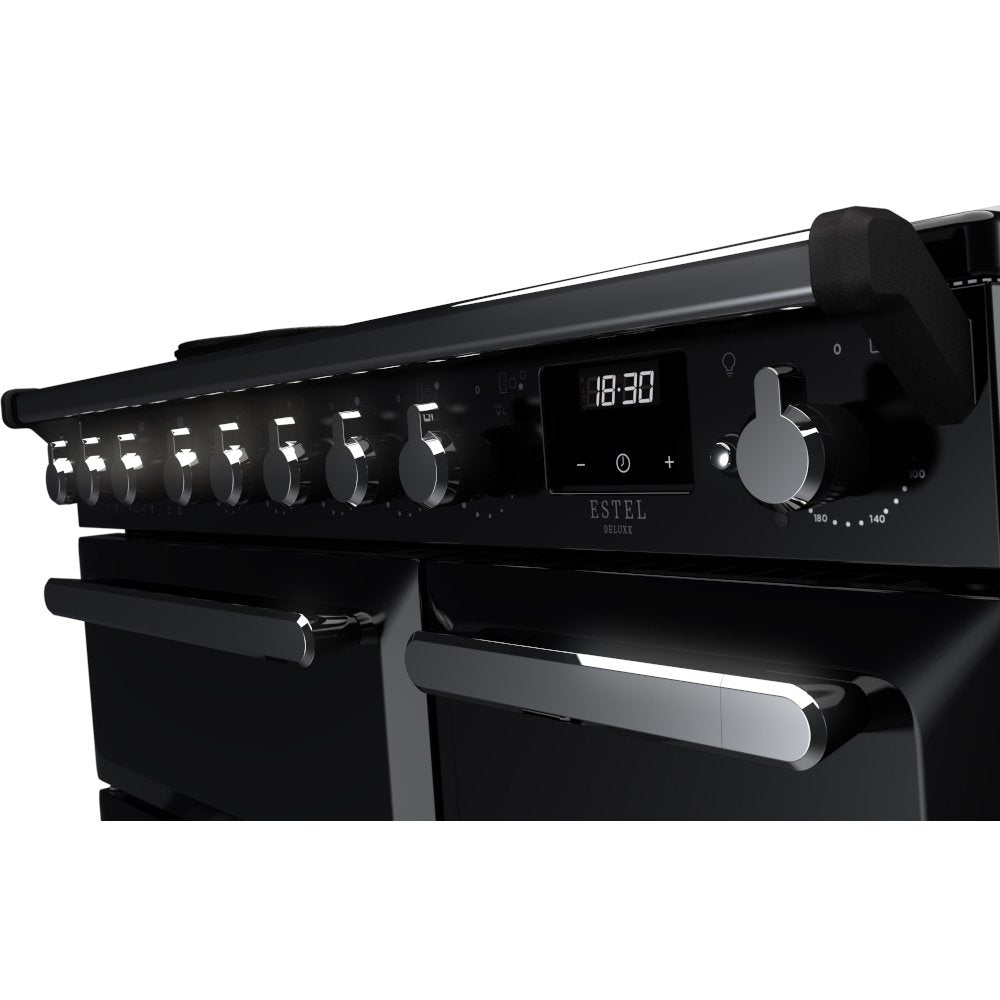 Rangemaster ESDL90EIPGBL/CM1 Estel Deluxe Black / Chrome 90cm Induction Range Cooker - product image 3