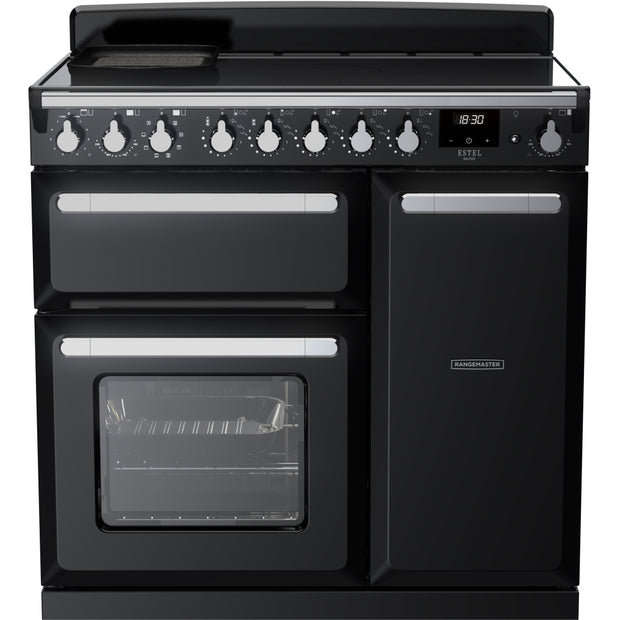 Rangemaster ESDL90EIPGBL/CM1 Estel Deluxe Black / Chrome 90cm Induction Range Cooker - product image 1