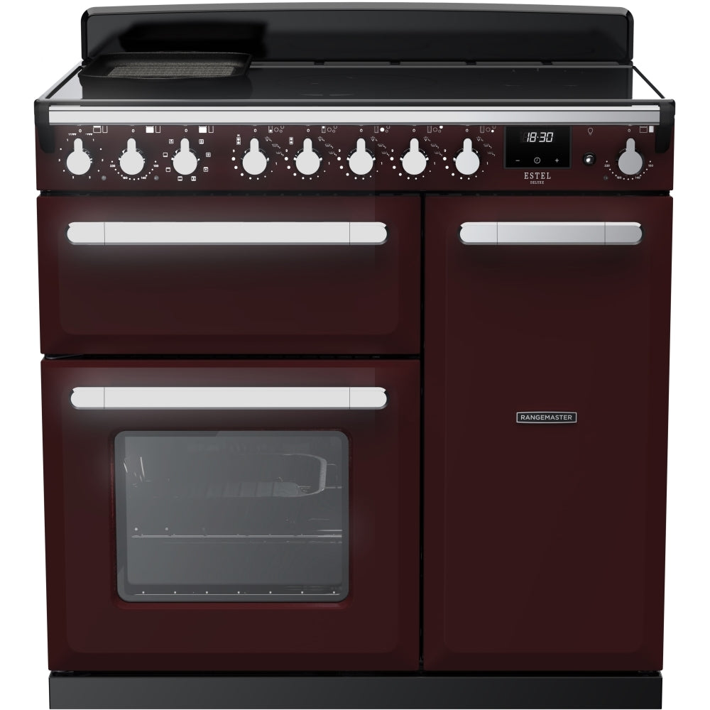 Rangemaster ESDL90EIPBOR/CM1 Estel Deluxe Bordeaux / Chrome 90cm Induction Range Cooker - product image 1
