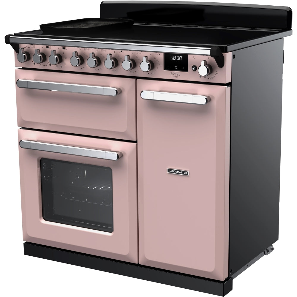 Rangemaster ESDL90EIPPPK/CM1 Estel Deluxe Pale Pink / Chrome 90cm Induction Range Cooker - product image 2