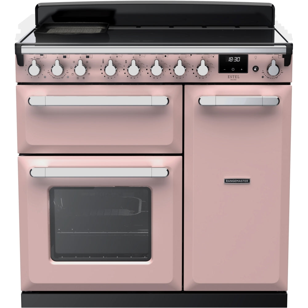 Rangemaster ESDL90EIPPPK/CM1 Estel Deluxe Pale Pink / Chrome 90cm Induction Range Cooker - product image 1
