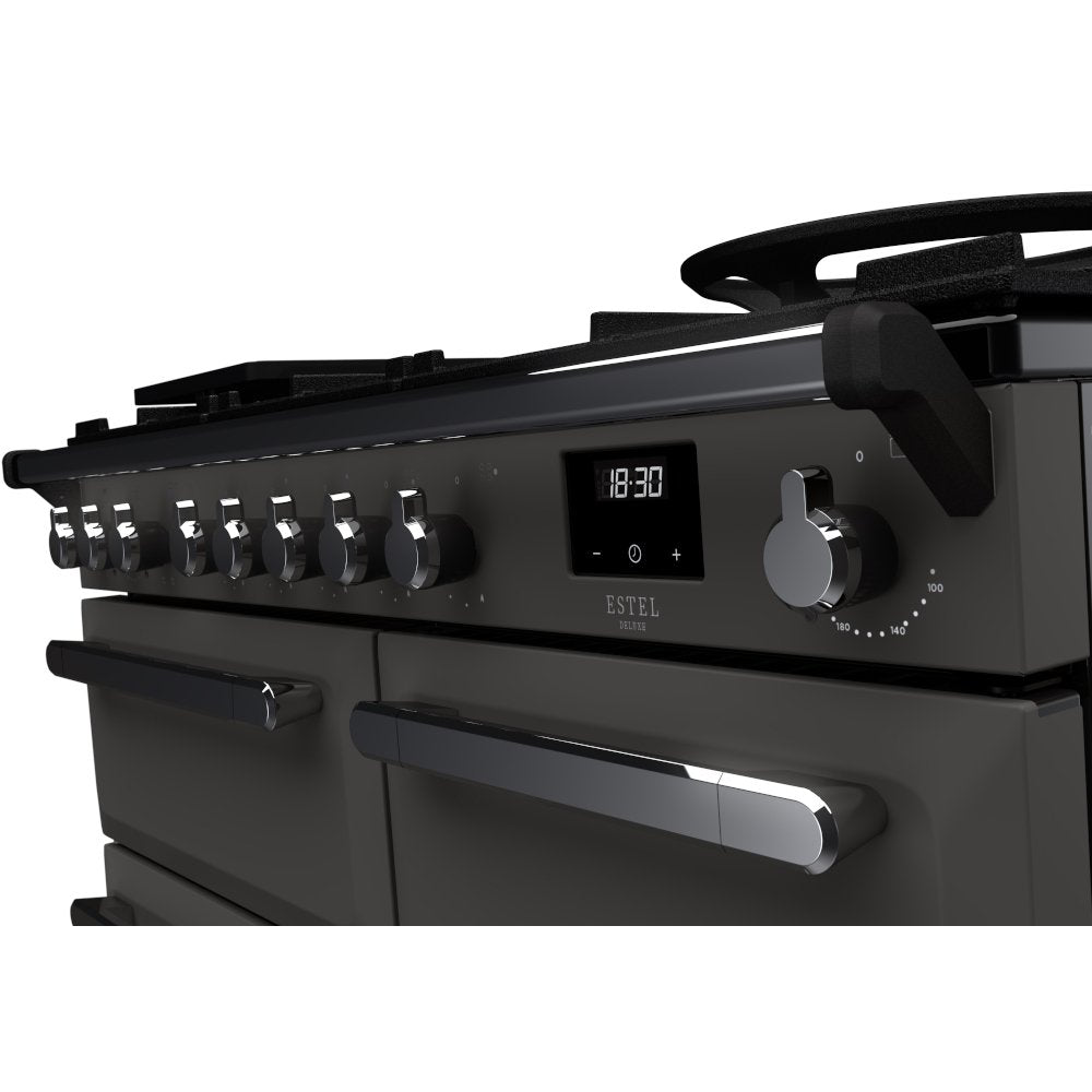 Rangemaster ESDL100DFPSLT/CM1 Estel Deluxe Slate / Chrome 100cm Dual Fuel Range Cooker - product image 5