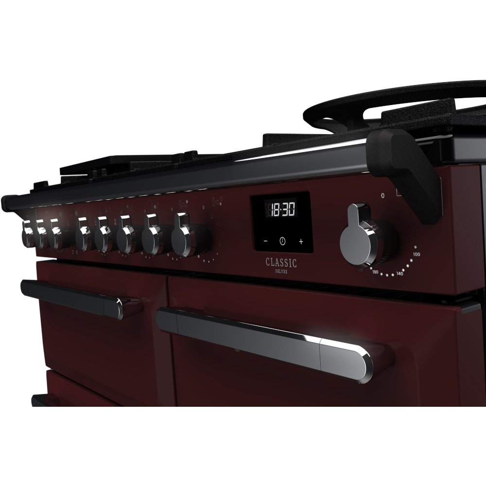 Rangemaster ESDL100DFPBOR/CM1 Estel Deluxe Bordeaux / Chrome 100cm Dual Fuel Range Cooker - product image 3