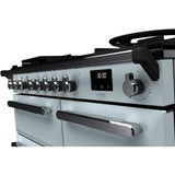 Rangemaster ESDL100DFPMSB/CM1 Estel Deluxe Misty Blue / Chrome 100cm Dual Fuel Range Cooker - product image 3