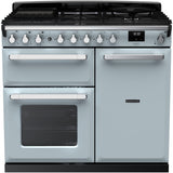 Rangemaster ESDL100DFPMSB/CM1 Estel Deluxe Misty Blue / Chrome 100cm Dual Fuel Range Cooker - product image 1