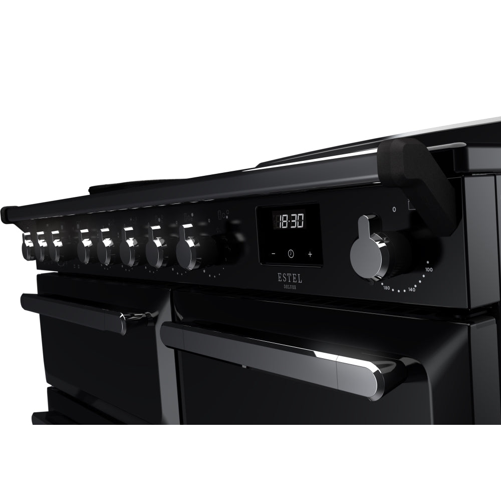 Rangemaster ESDL100EIPGBL/CM1 Estel Deluxe Black / Chrome 100cm Induction Range Cooker - product image 3