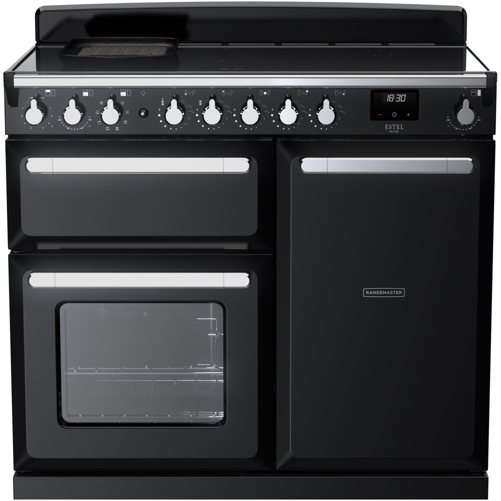 Rangemaster ESDL100EIPGBL/CM1 Estel Deluxe Black / Chrome 100cm Induction Range Cooker - product image 1