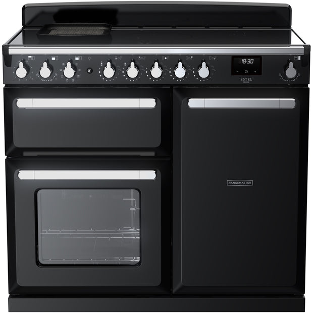 Rangemaster ESDL100EIPGBL/CM1 Estel Deluxe Black / Chrome 100cm Induction Range Cooker - product image 1