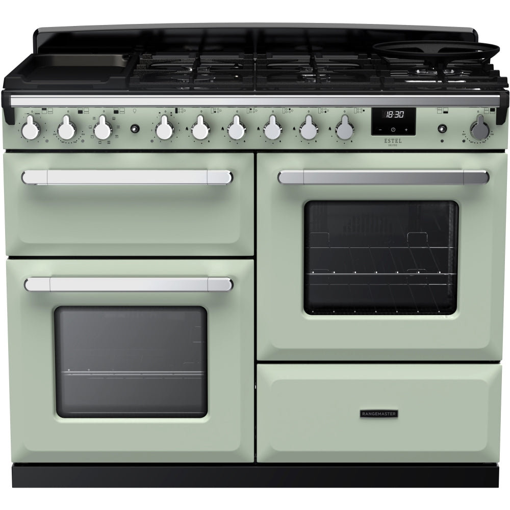 Rangemaster ESDLO110DFPMNT/CM1 Estel Deluxe Mint / Chrome 110cm Dual Fuel Range Cooker - product image 1