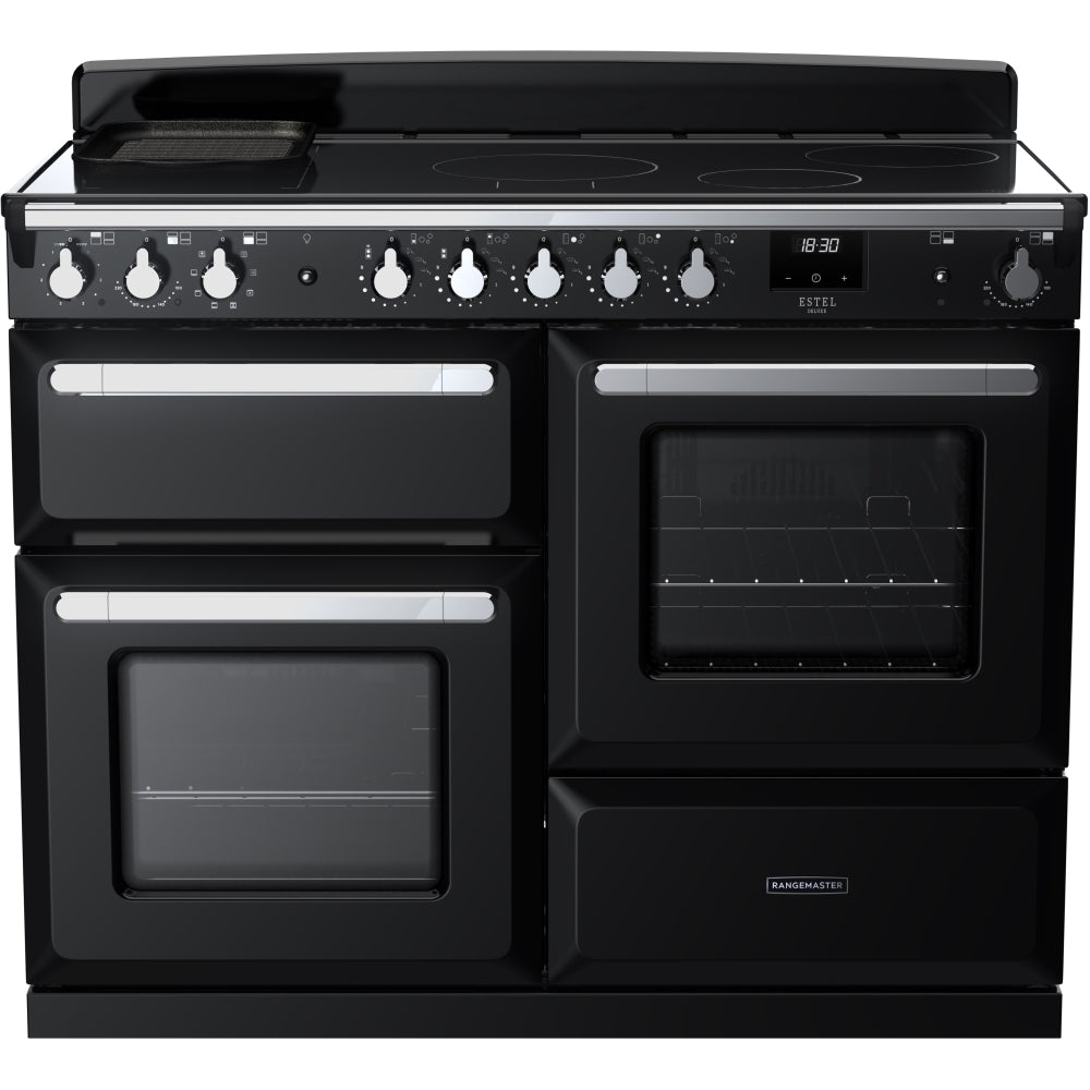 Rangemaster ESDLO110EIPGBL/CM1 Estel Deluxe Black / Chrome 110cm Induction Range Cooker - product image 1