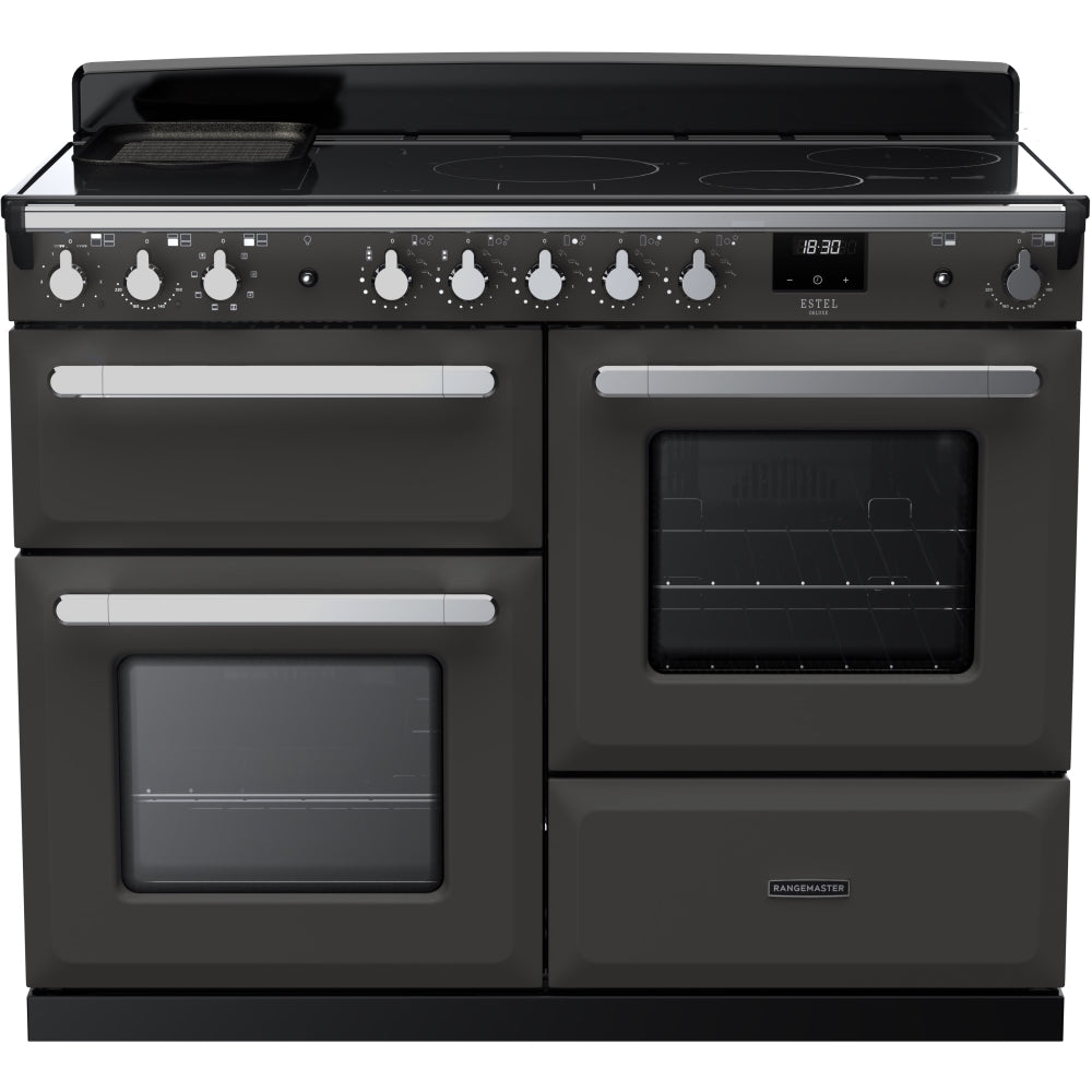 Rangemaster ESDLO110EIPSLT/CM1 Estel Deluxe Slate / Chrome 110cm Induction Range Cooker - product image 1