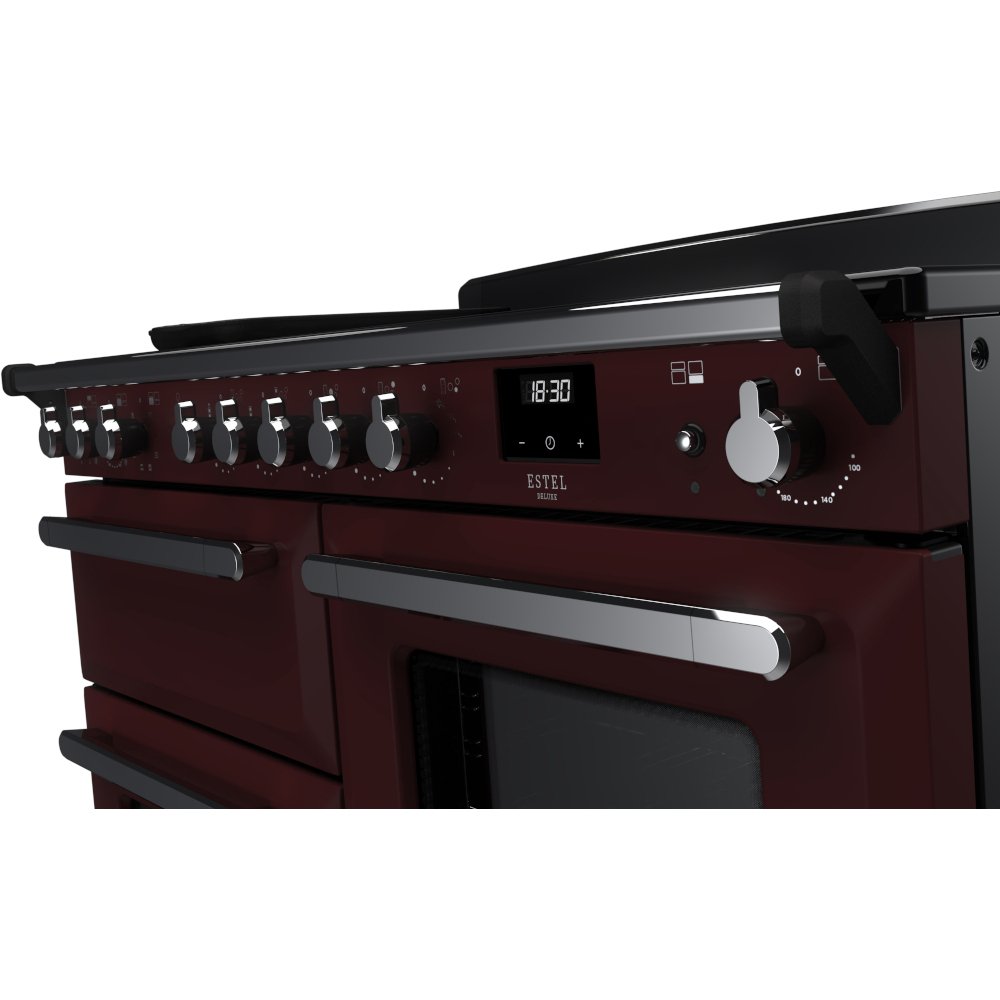 Rangemaster ESDLO110EIPBOR/CM1 Estel Deluxe Bordeaux / Chrome 110cm Induction Range Cooker - product image 3