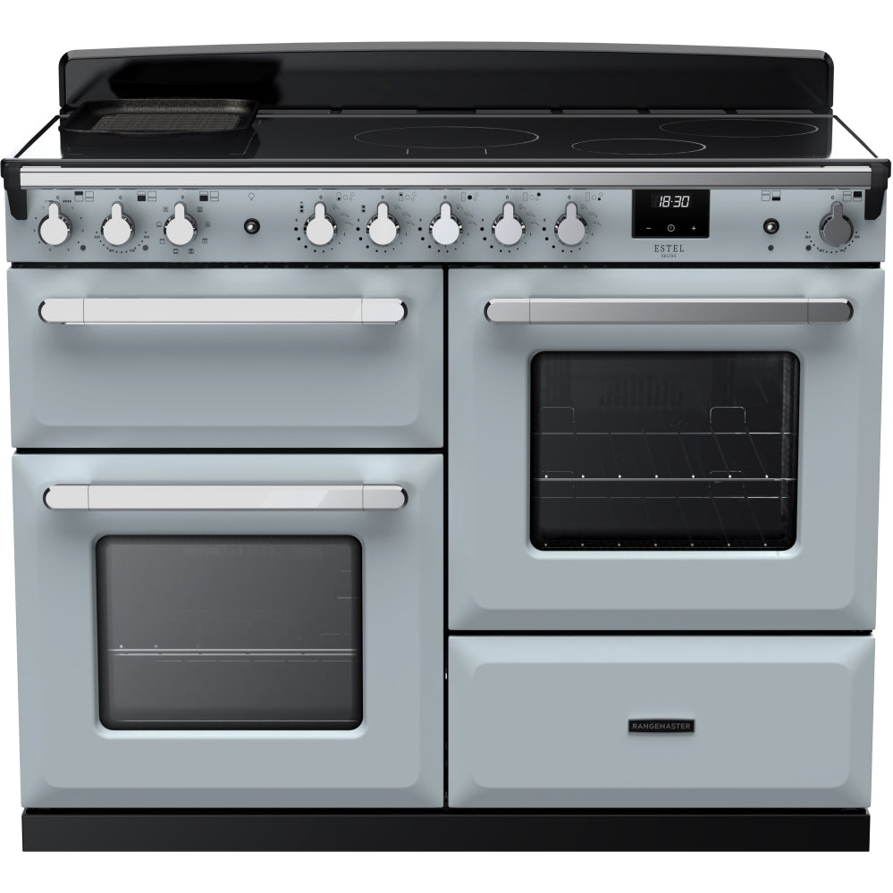 Rangemaster ESDLO110EIPMSB/CM1 Estel Deluxe Misty Blue / Chrome 110cm Induction Range Cooker - product image 1