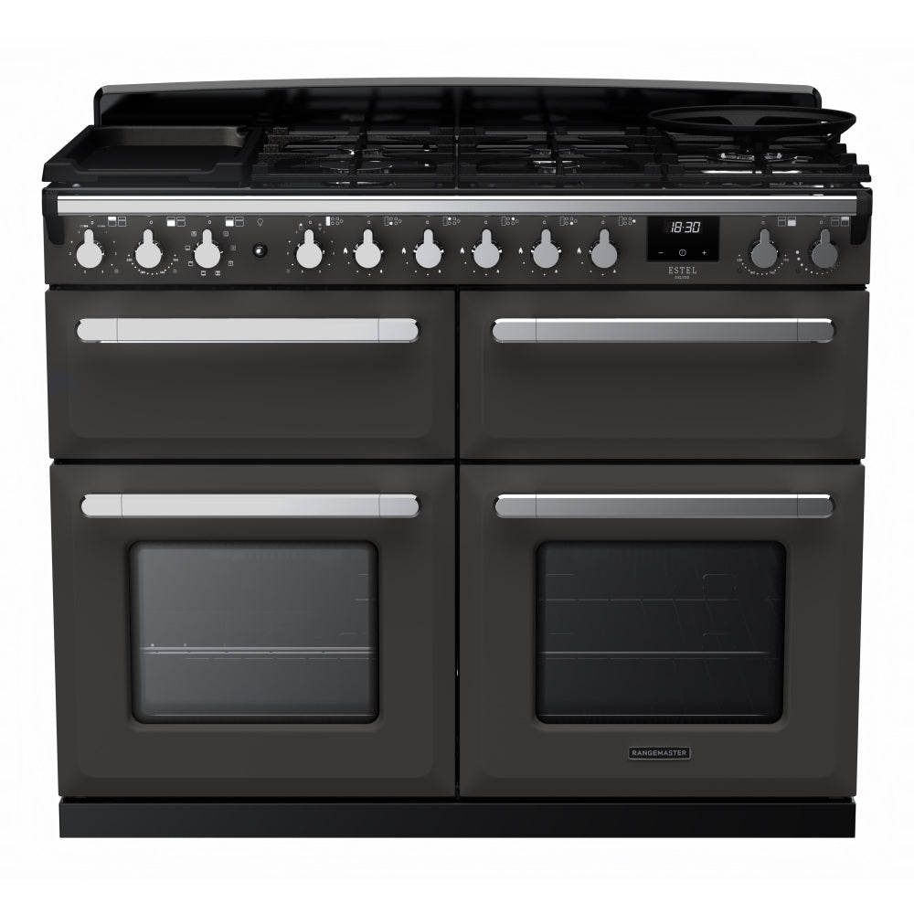 Rangemaster ESDLB110DFPSLT/CM1 Estel Deluxe Slate / Chrome 110cm Dual Fuel Range Cooker - product image 1