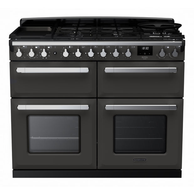 Rangemaster ESDLB110DFPSLT/CM1 Estel Deluxe Slate / Chrome 110cm Dual Fuel Range Cooker - product image 1